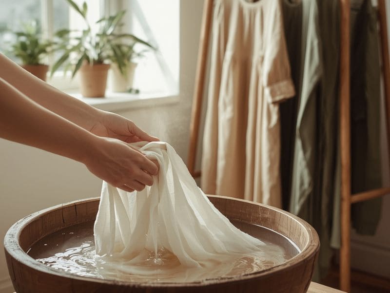 "Proper care and hand washing of sustainable dresses to extend lifespan"