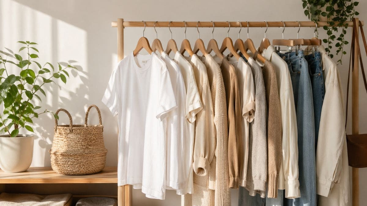 sustainable wardrobe guide minimalist clothing setup